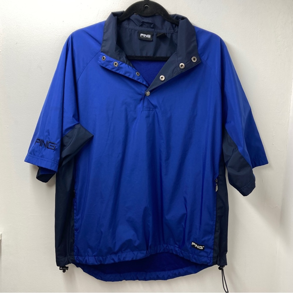Ping Collection Mens Short Sleeve Golf Windbreaker Jacket Blue Size M